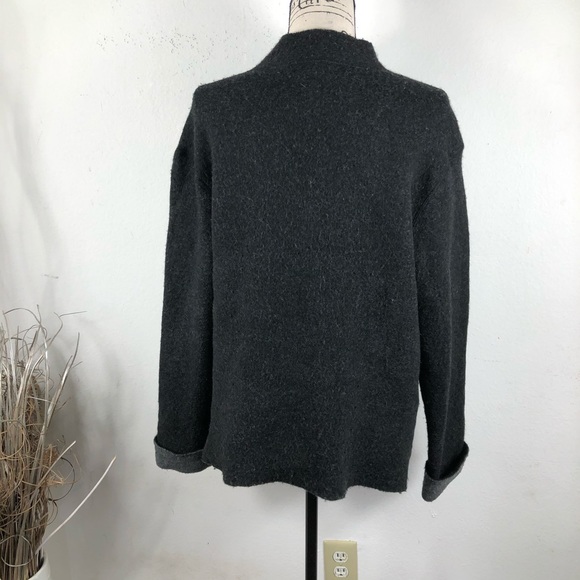 100% WOOL RAFAELLA GRAY CARDIGAN LONG SLEEVES - Picture 2 of 8